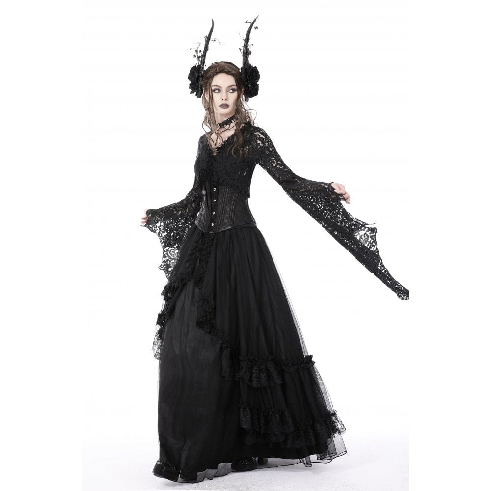 Darkinlove Women's Gothic Flared Sleeved Lace Cape