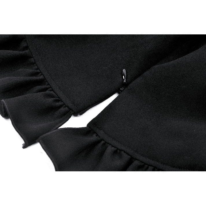 Darkinlove Women's Gothic Flared Sleeved Lace Splice Shirt