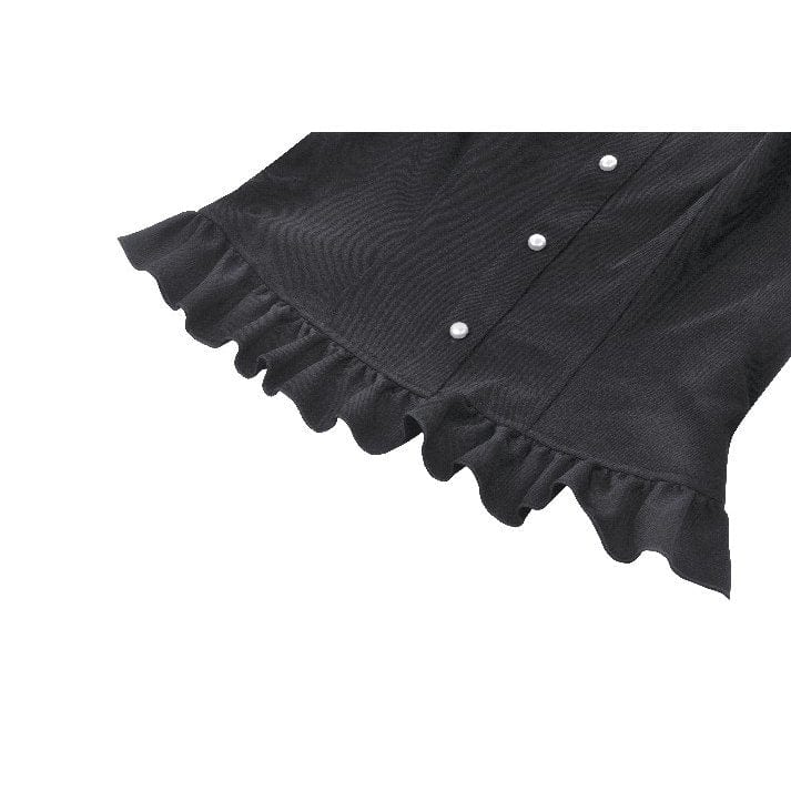 Darkinlove Women's Gothic Flared Sleeved Lace Splice Shirt