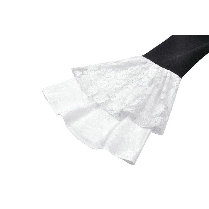 Darkinlove Women's Gothic Flared Sleeved Lace Splice Shirt