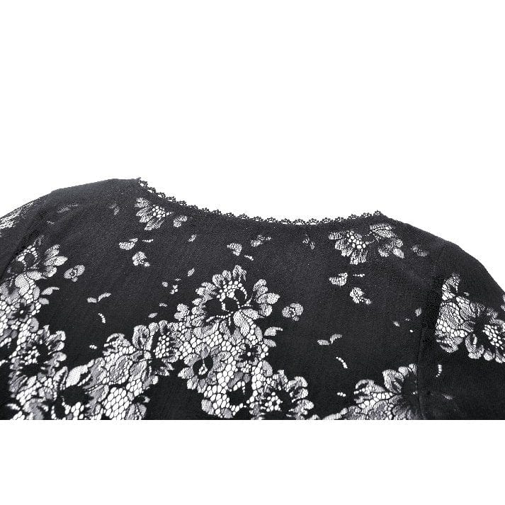 Darkinlove Women's Gothic Flared Sleeved Lace-up Lace Long Jacket