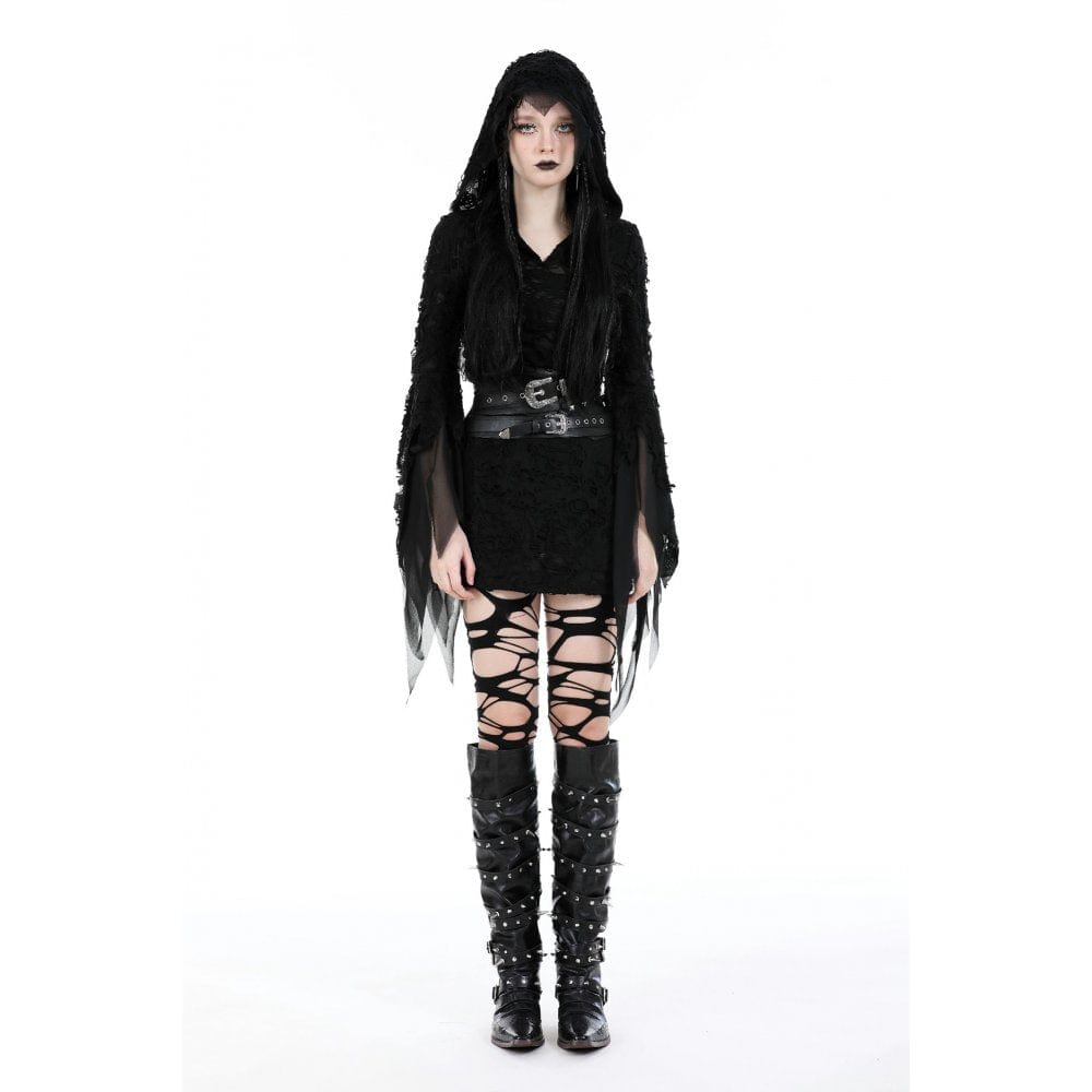 Darkinlove Women's Gothic Flared Sleeved Ripped Dress