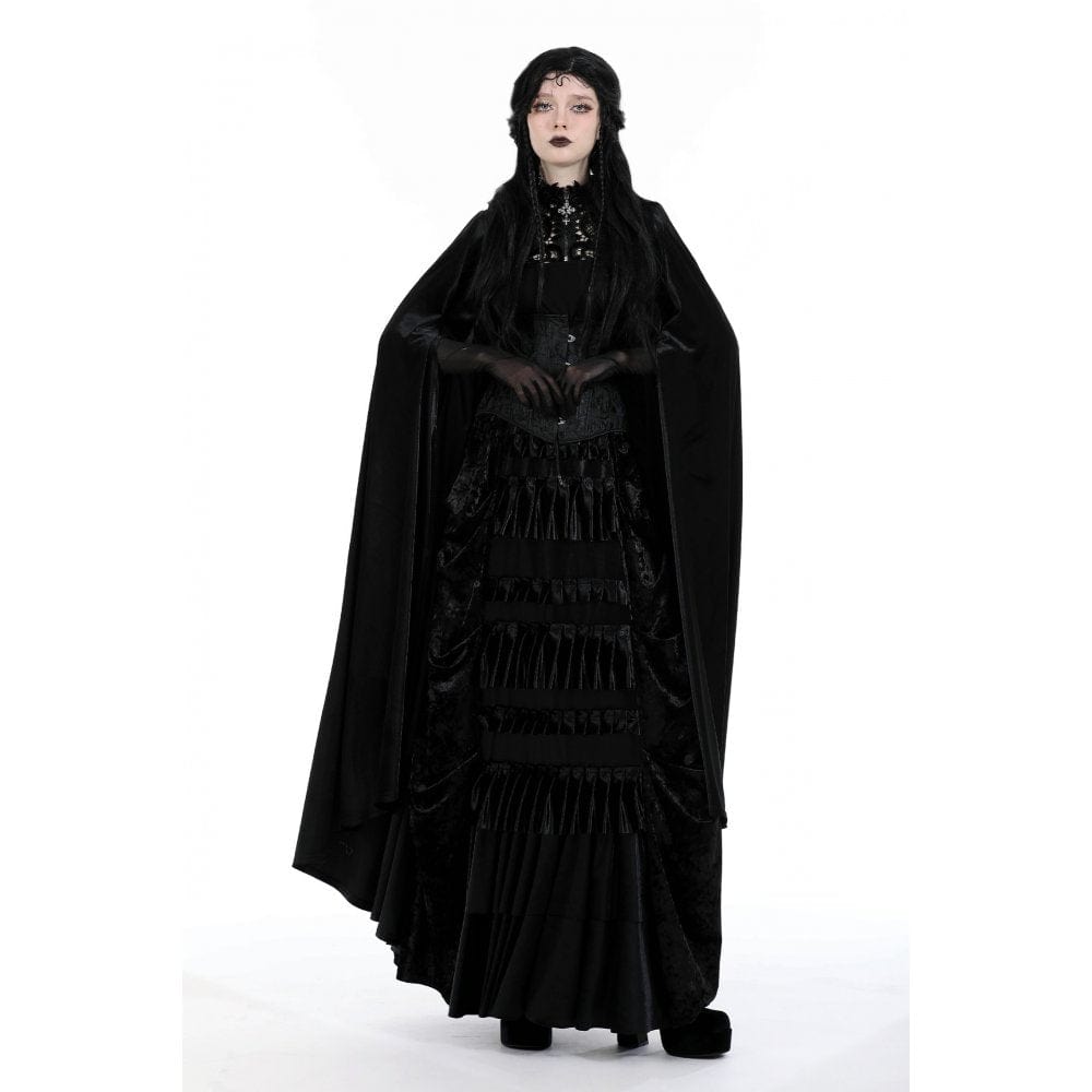 Darkinlove Women's Gothic Floral Embroidered Cape with Hood