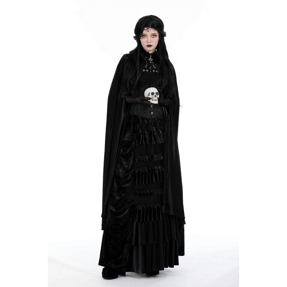Darkinlove Women's Gothic Floral Embroidered Cape with Hood