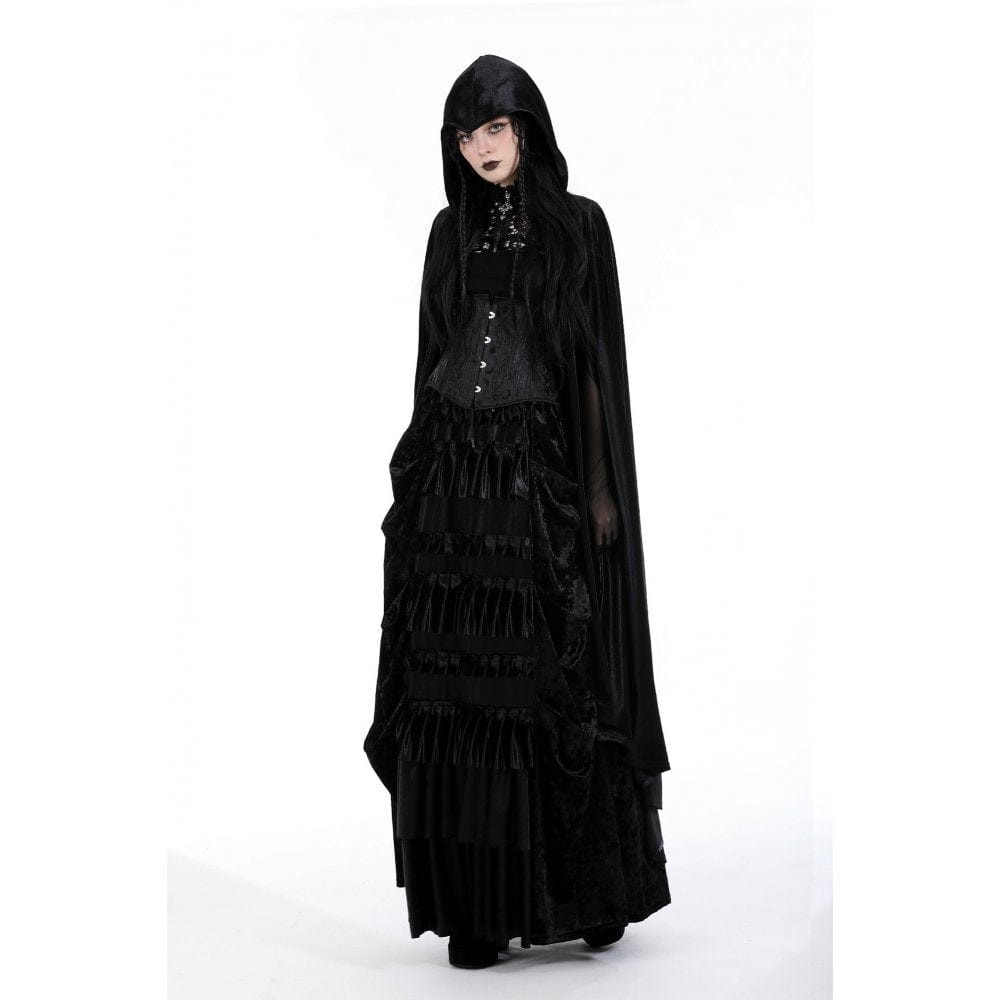Darkinlove Women's Gothic Floral Embroidered Cape with Hood