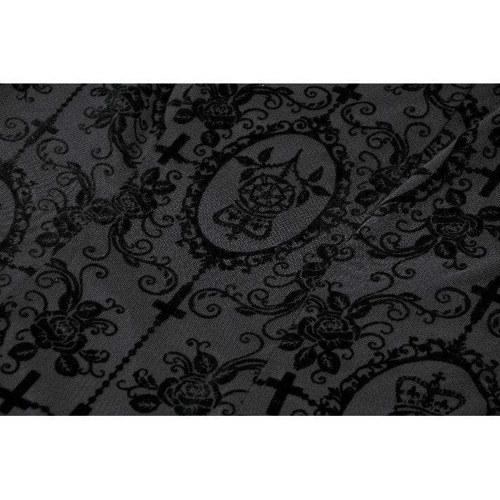 Darkinlove Women's Gothic Floral Embroidered Diamante Flared Sleeved Maxi Dress