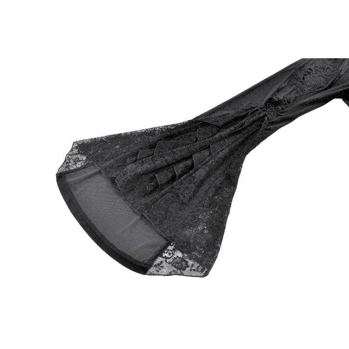 Darkinlove Women's Gothic Floral Embroidered Flared Pants