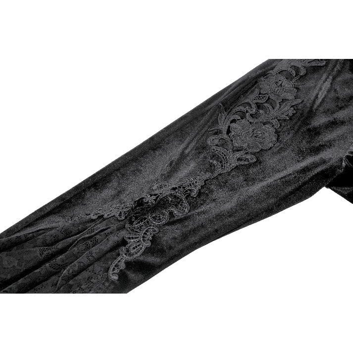 Darkinlove Women's Gothic Floral Embroidered Flared Pants