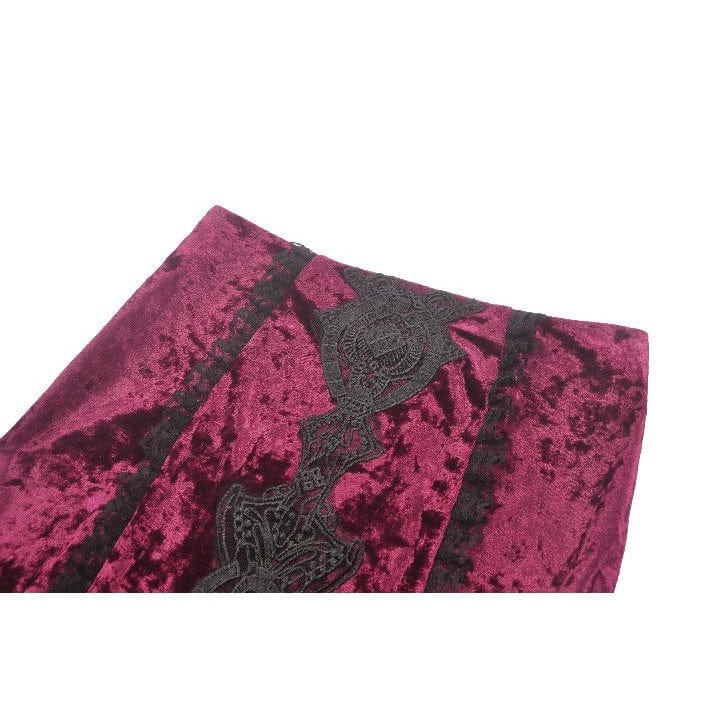 Darkinlove Women's Gothic Floral Embroidered High/Low Lace Maxi Skirt