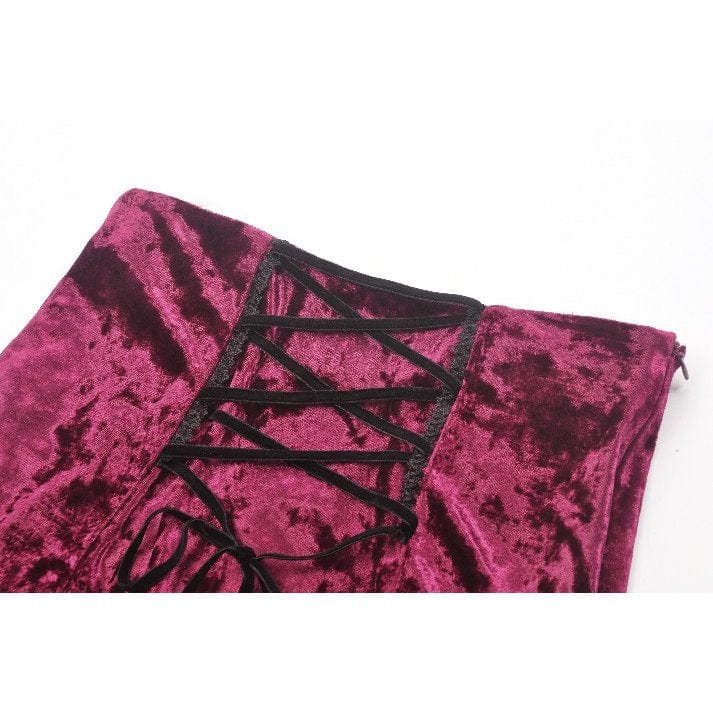 Darkinlove Women's Gothic Floral Embroidered High/Low Lace Maxi Skirt