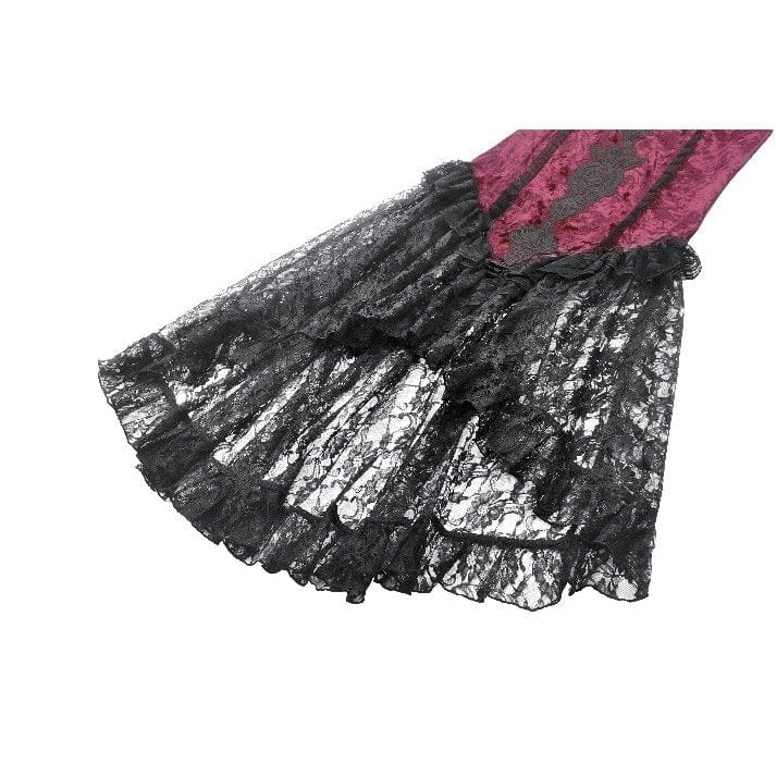 Darkinlove Women's Gothic Floral Embroidered High/Low Lace Maxi Skirt