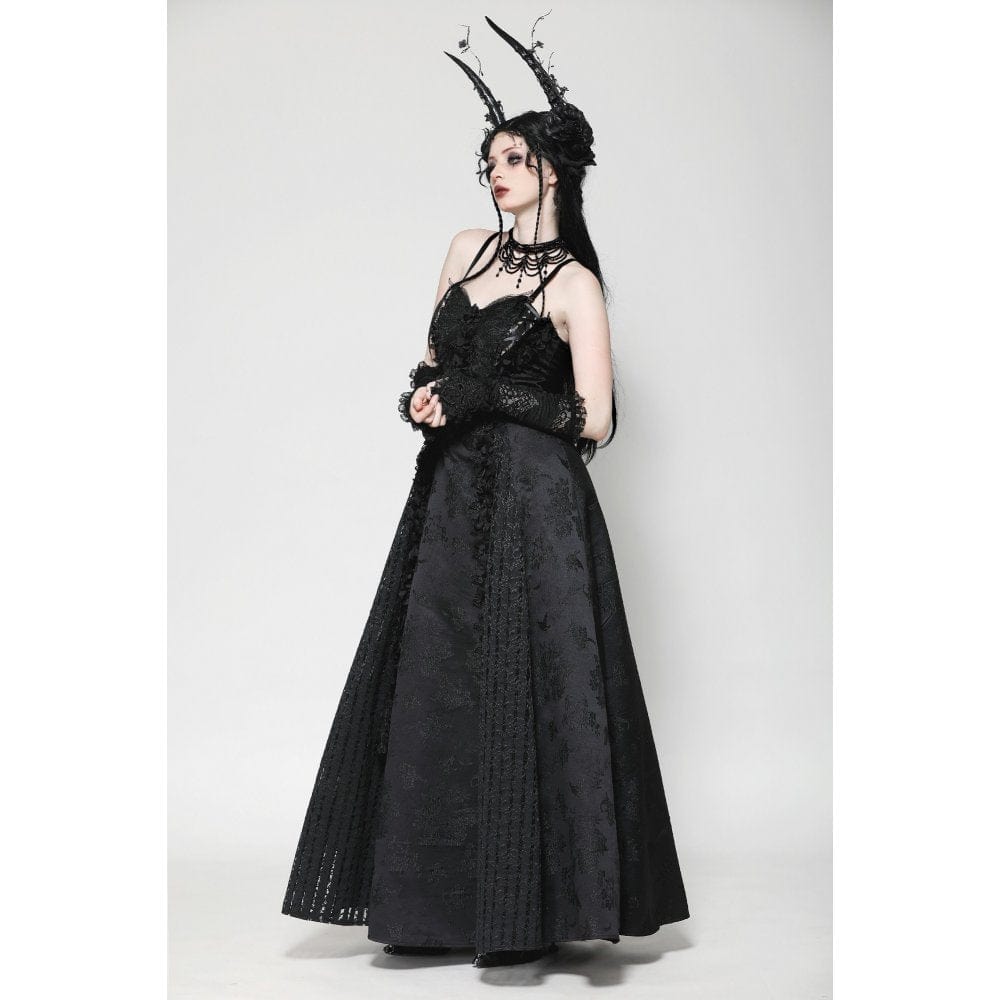 Darkinlove Women's Gothic Floral Embroidered Ruffled Lace Gloves