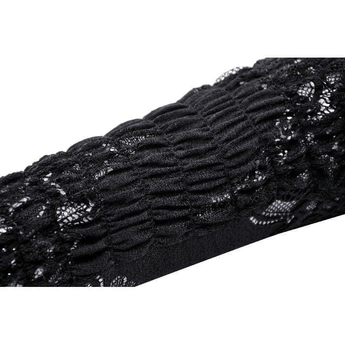 Darkinlove Women's Gothic Floral Embroidered Ruffled Lace Gloves