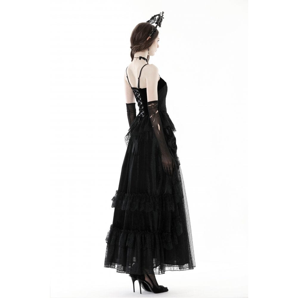 Darkinlove Women's Gothic Floral Embroidered Velvet Bustier