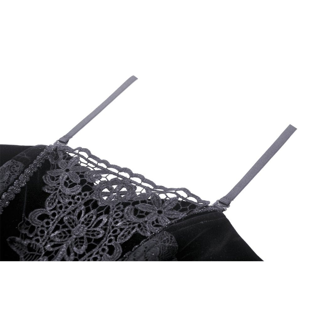 Darkinlove Women's Gothic Floral Embroidered Velvet Bustier