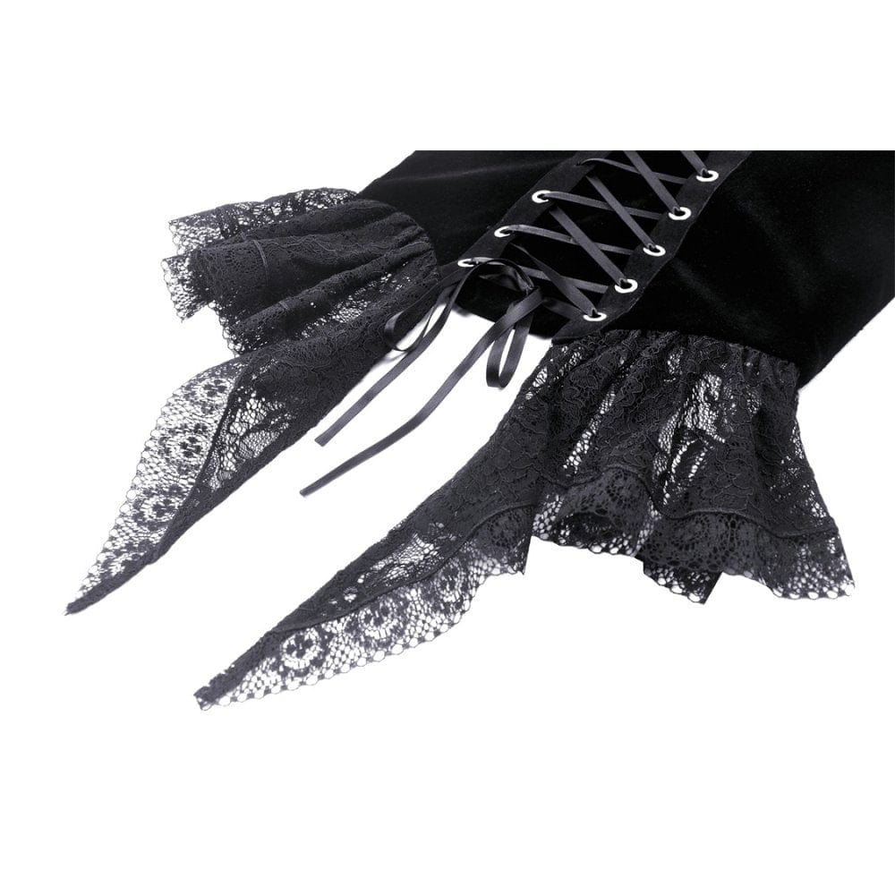 Darkinlove Women's Gothic Floral Embroidered Velvet Bustier