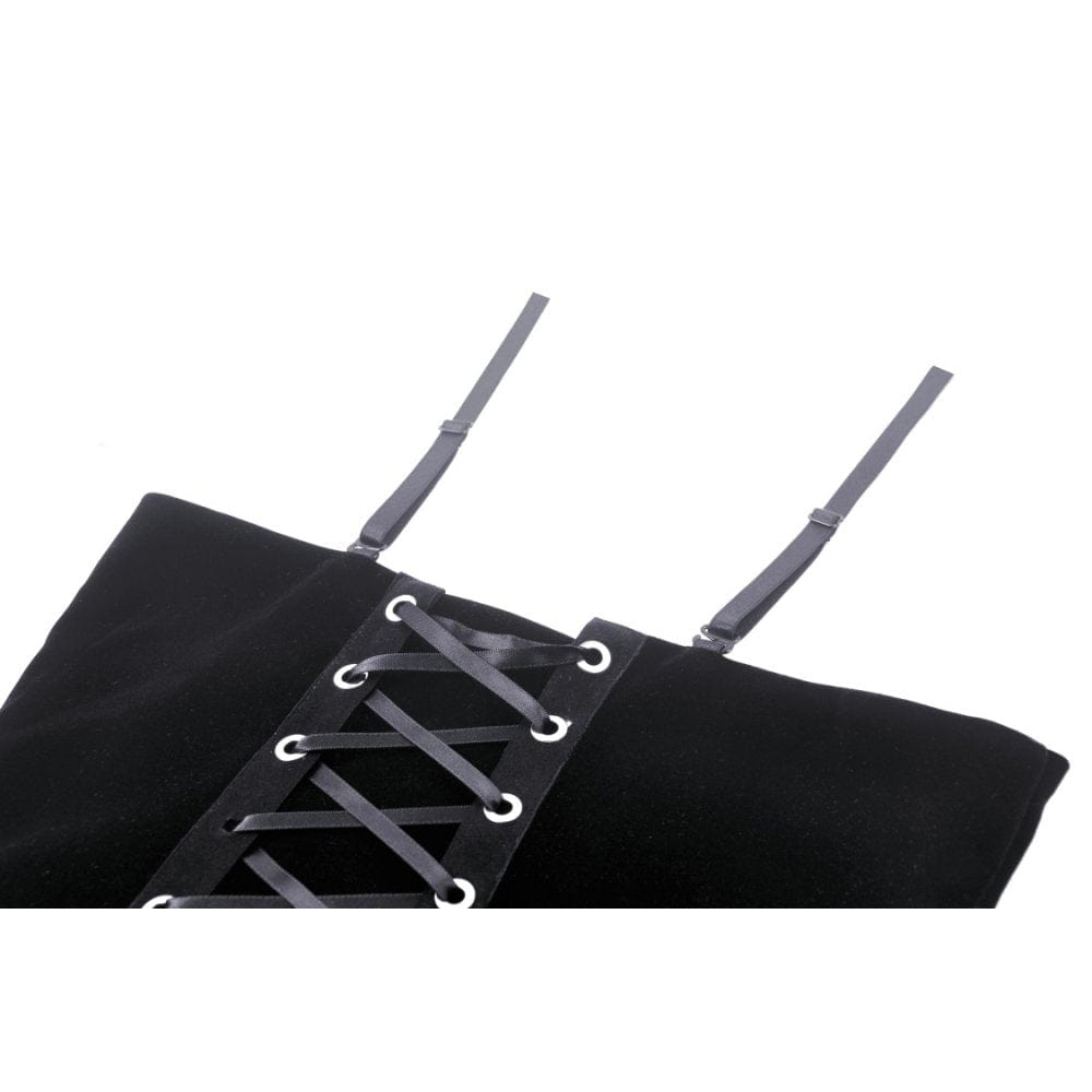 Darkinlove Women's Gothic Floral Embroidered Velvet Bustier