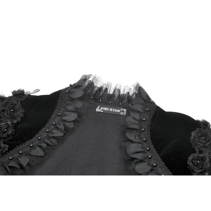 Darkinlove Women's Gothic Floral Feather Flared Sleeved Cape