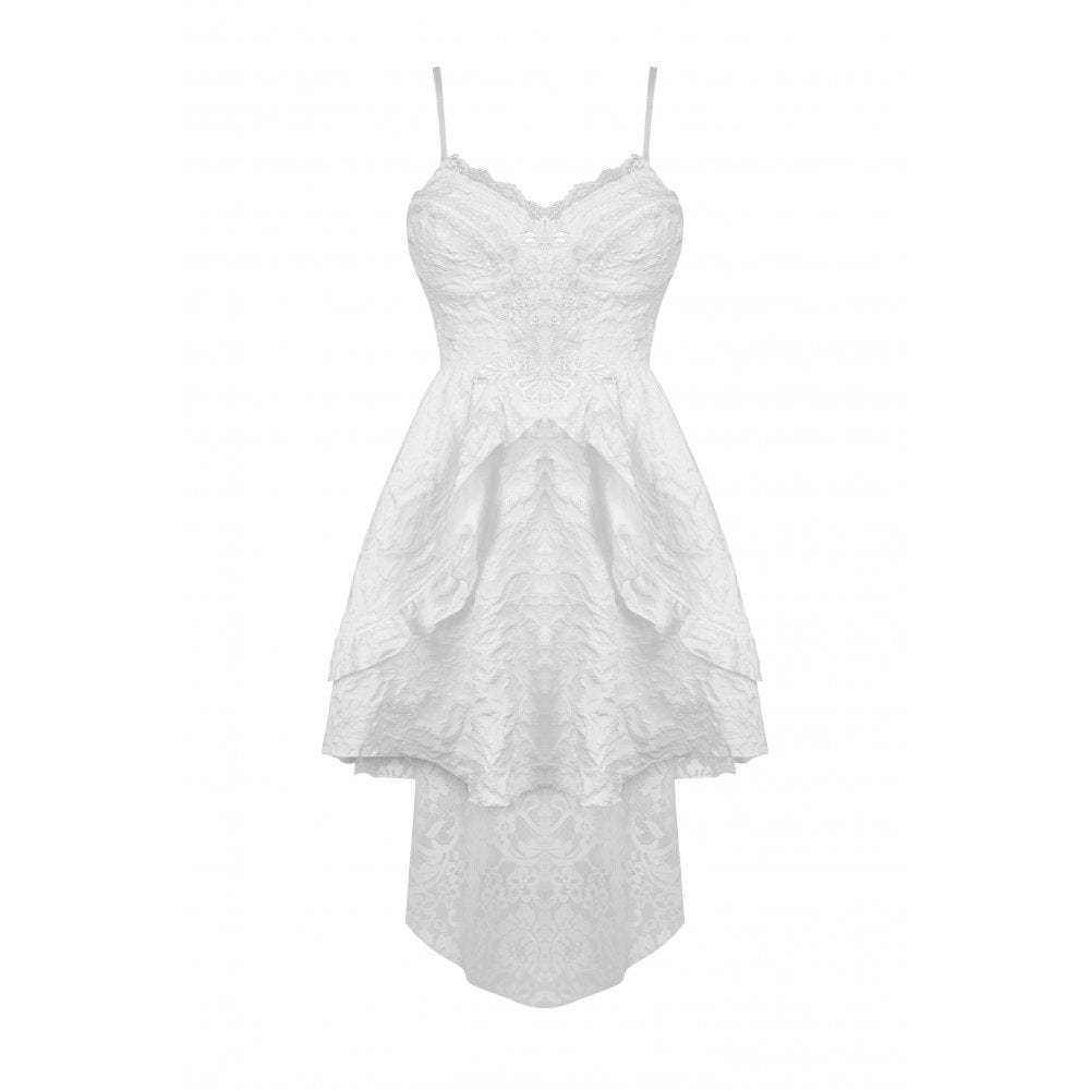 Darkinlove Women's Gothic Floral High/Low Multilayer Jacquard Slip Dress Wedding Dress