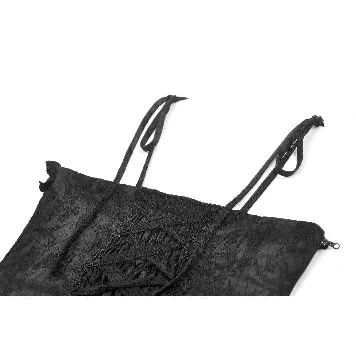 Darkinlove Women's Gothic Floral Jacquard Tank Top