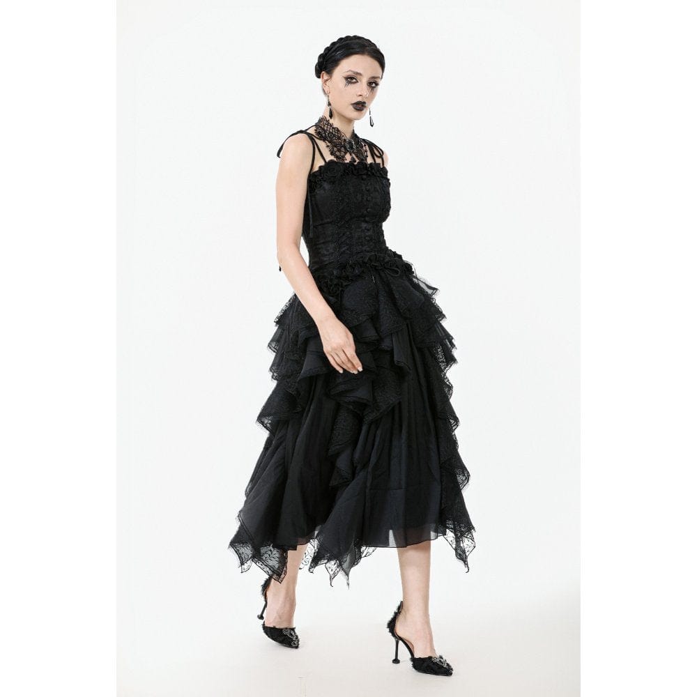 Darkinlove Women's Gothic Floral Jacquard Tank Top