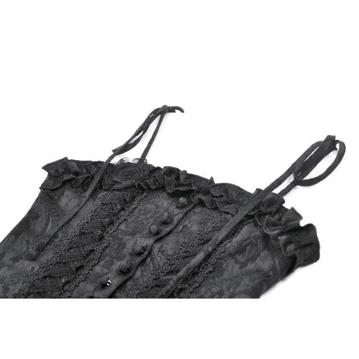 Darkinlove Women's Gothic Floral Jacquard Tank Top