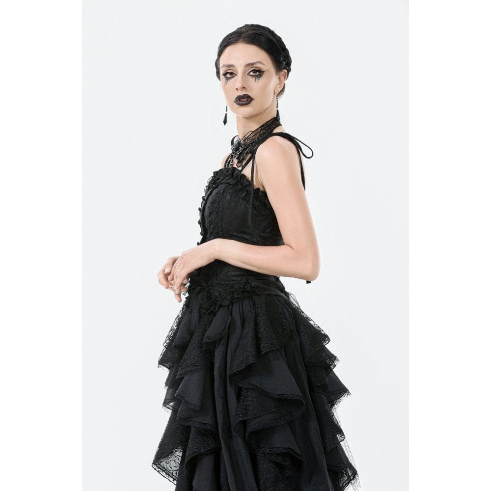 Darkinlove Women's Gothic Floral Jacquard Tank Top