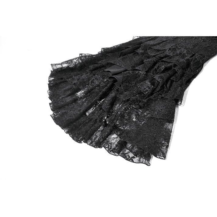 Darkinlove Women's Gothic Floral Lace High Low Off Shoulder Dress