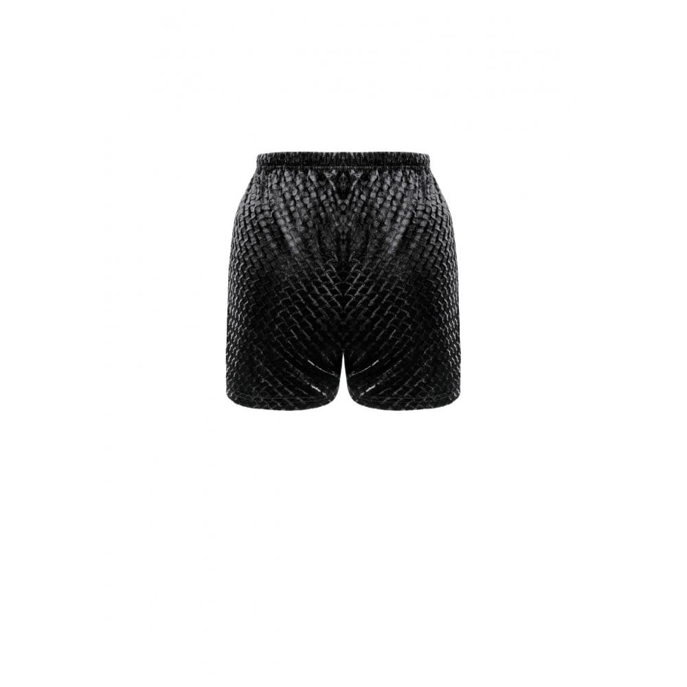 Darkinlove Women's Gothic Floral Lace Patchwork Embossed Velvet Shorts