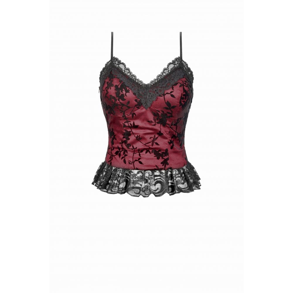 Darkinlove Women's Gothic Floral Lace Tank Top