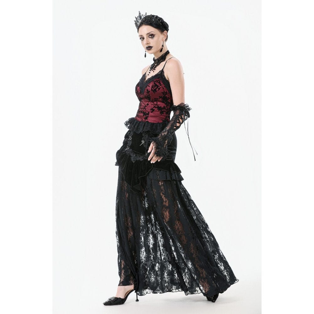 Darkinlove Women's Gothic Floral Lace Tank Top