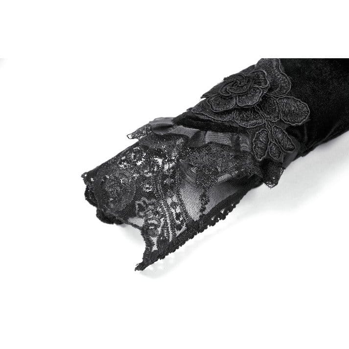 Darkinlove Women's Gothic Floral Lace-up Velvet Arm Sleeves