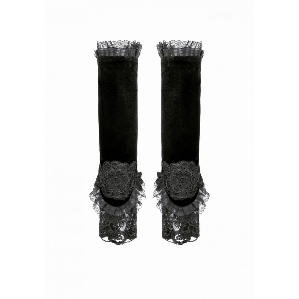 Darkinlove Women's Gothic Floral Lace-up Velvet Arm Sleeves