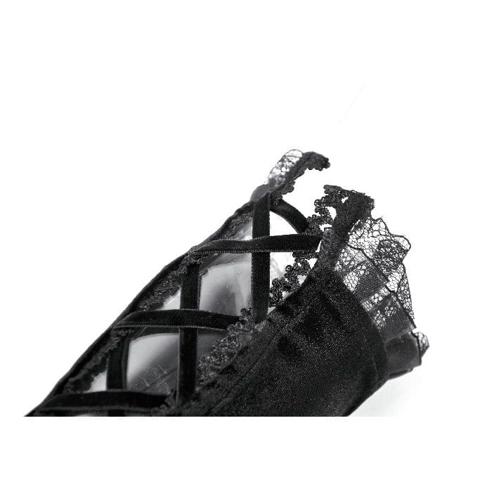 Darkinlove Women's Gothic Floral Lace-up Velvet Arm Sleeves