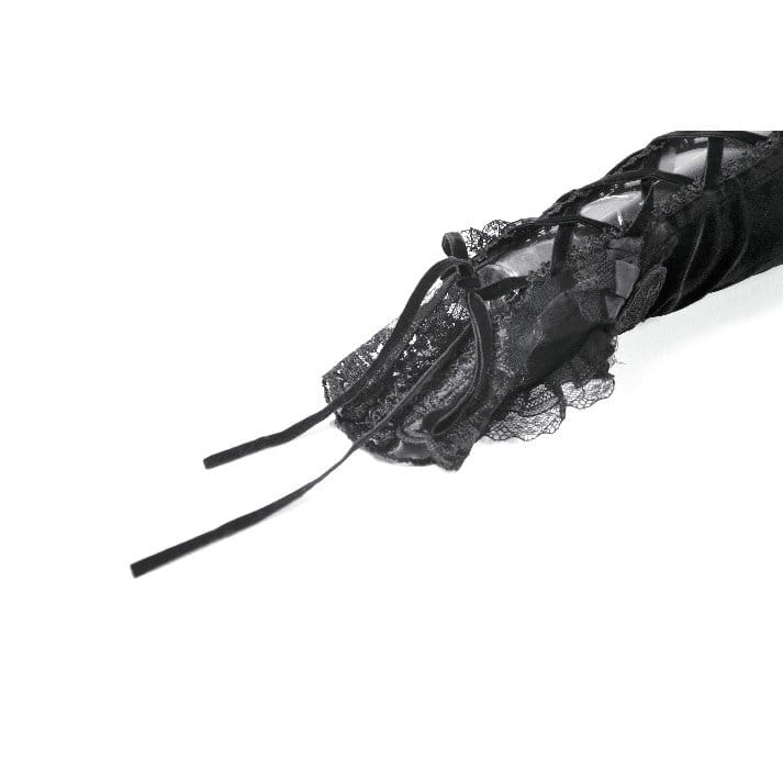 Darkinlove Women's Gothic Floral Lace-up Velvet Arm Sleeves