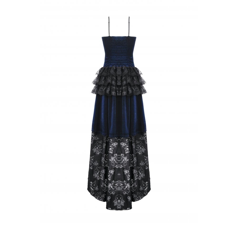 Darkinlove Women's Gothic Floral Multilayered Lace High/Low Slip Dress