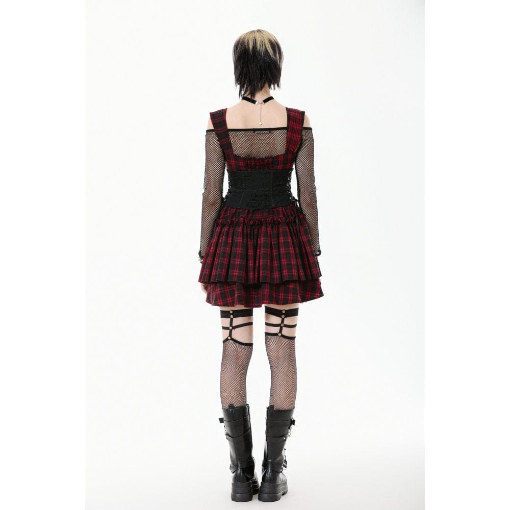 Darkinlove Women's Gothic Floral Pattern Zip Lace-up Corset