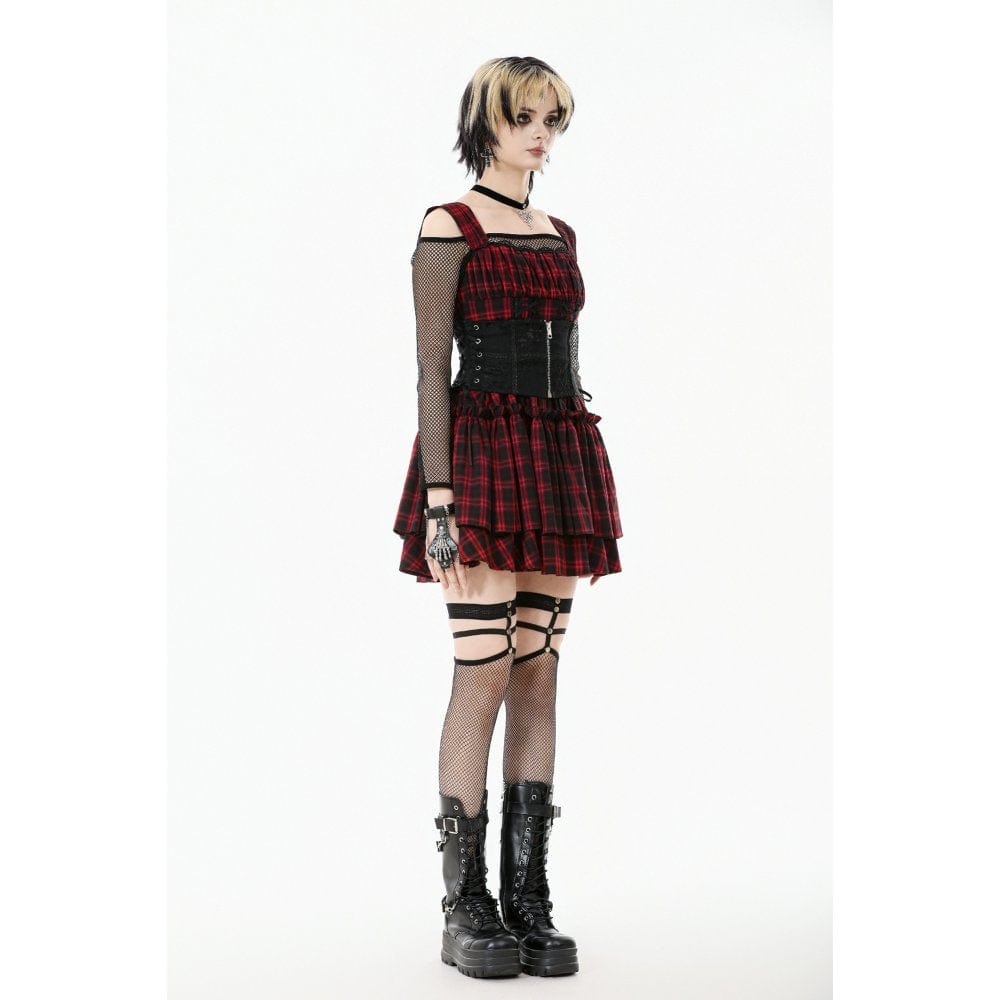 Darkinlove Women's Gothic Floral Pattern Zip Lace-up Corset