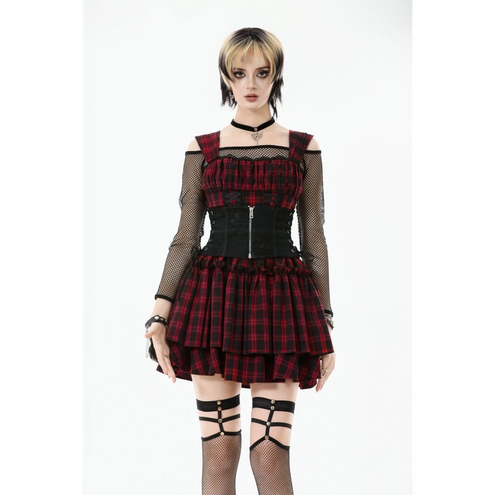 Darkinlove Women's Gothic Floral Pattern Zip Lace-up Corset