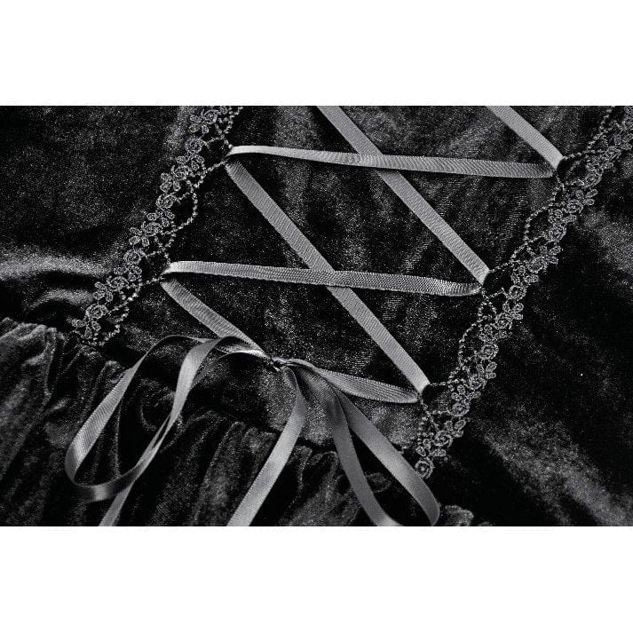 Darkinlove Women's Gothic Flower Embroidered Multilayer Lace Velet Slip Dress