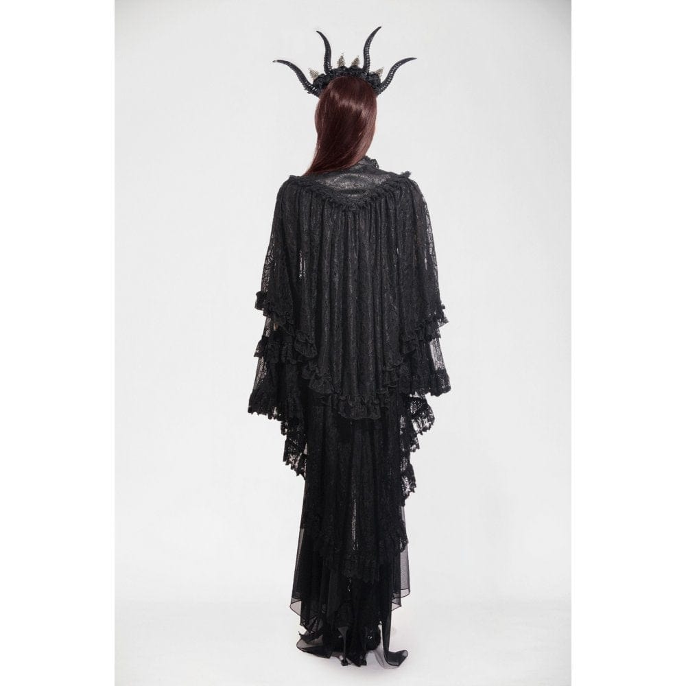 Darkinlove Women's Gothic Frog Ruffled Lace Cape