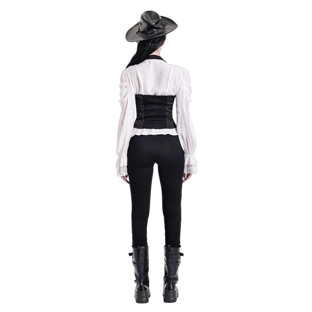 Darkinlove Women's Gothic Halter Lapel Zipper Jacquard Vest