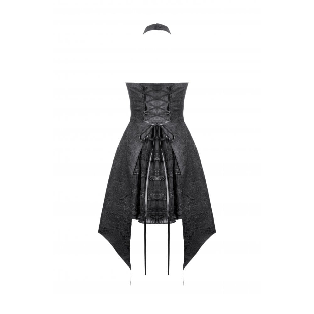 Darkinlove Women's Gothic Halterneck Lace Party Dress