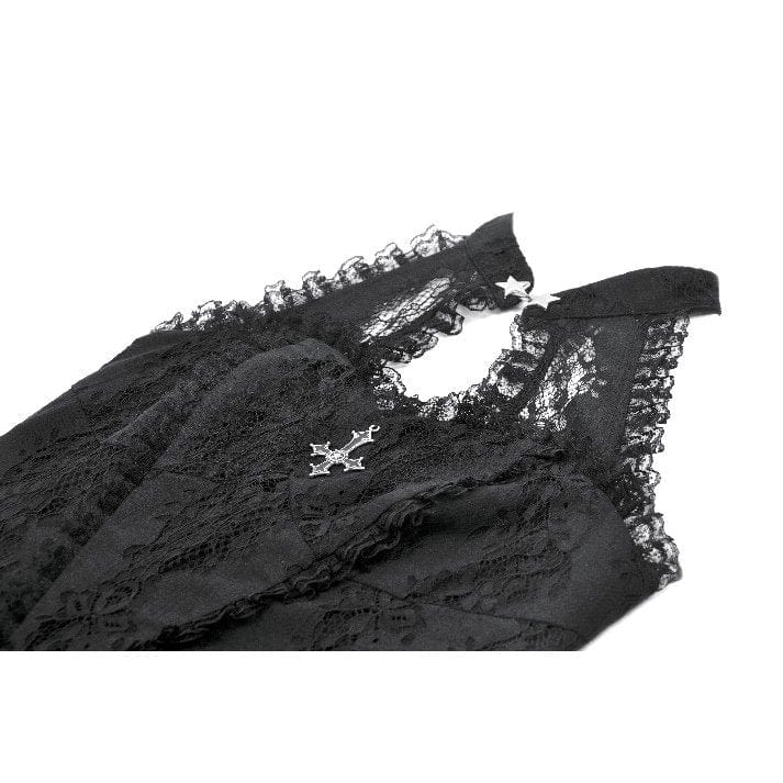 Darkinlove Women's Gothic Halterneck Lace Short Dress