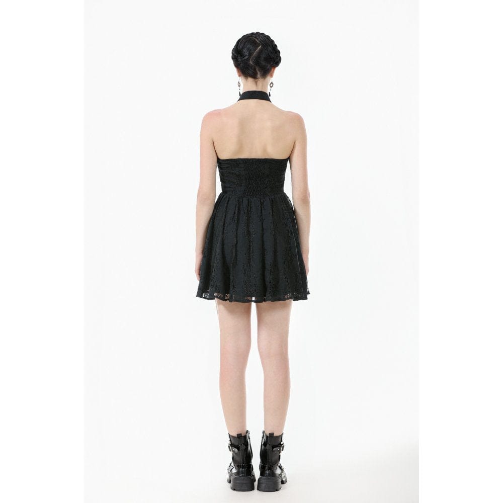 Darkinlove Women's Gothic Halterneck Lace Short Dress