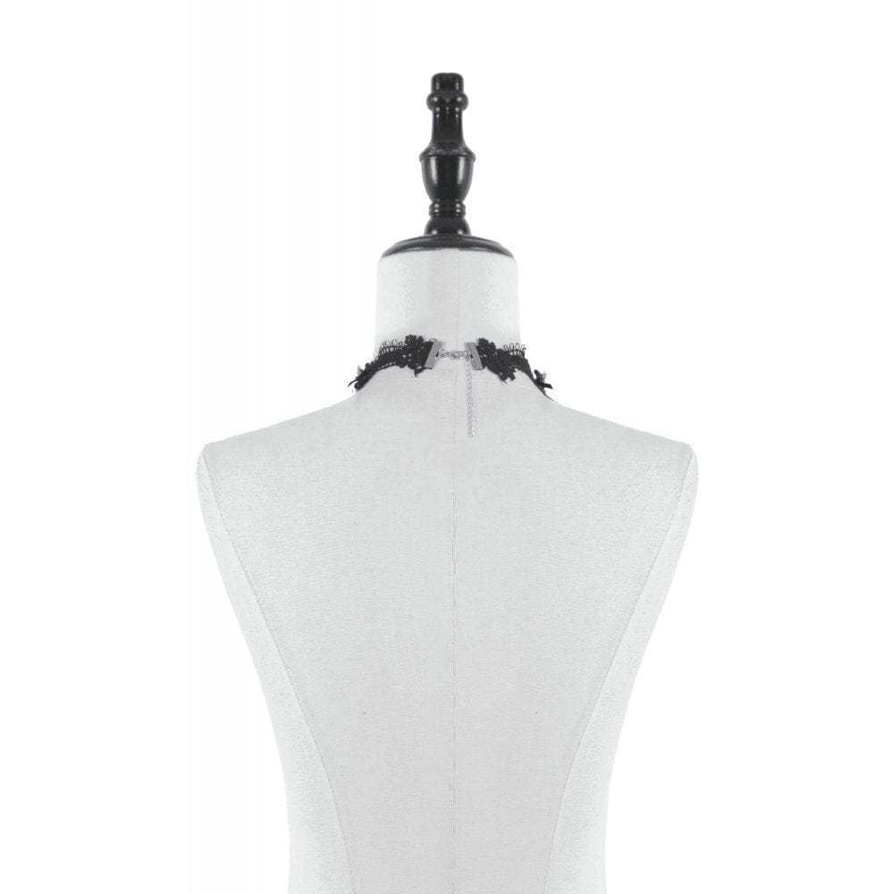 Darkinlove Women's Gothic Heart Cross Diamante Necklace