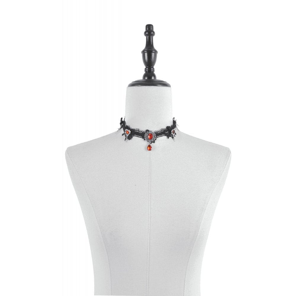 Darkinlove Women's Gothic Heart Cross Diamante Necklace