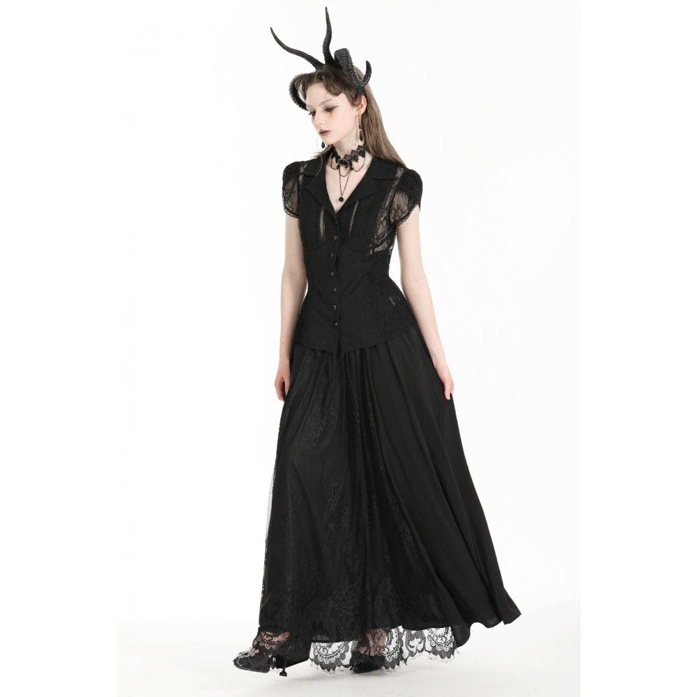 Darkinlove Women's Gothic Heart Embroidered High-waisted Skirt