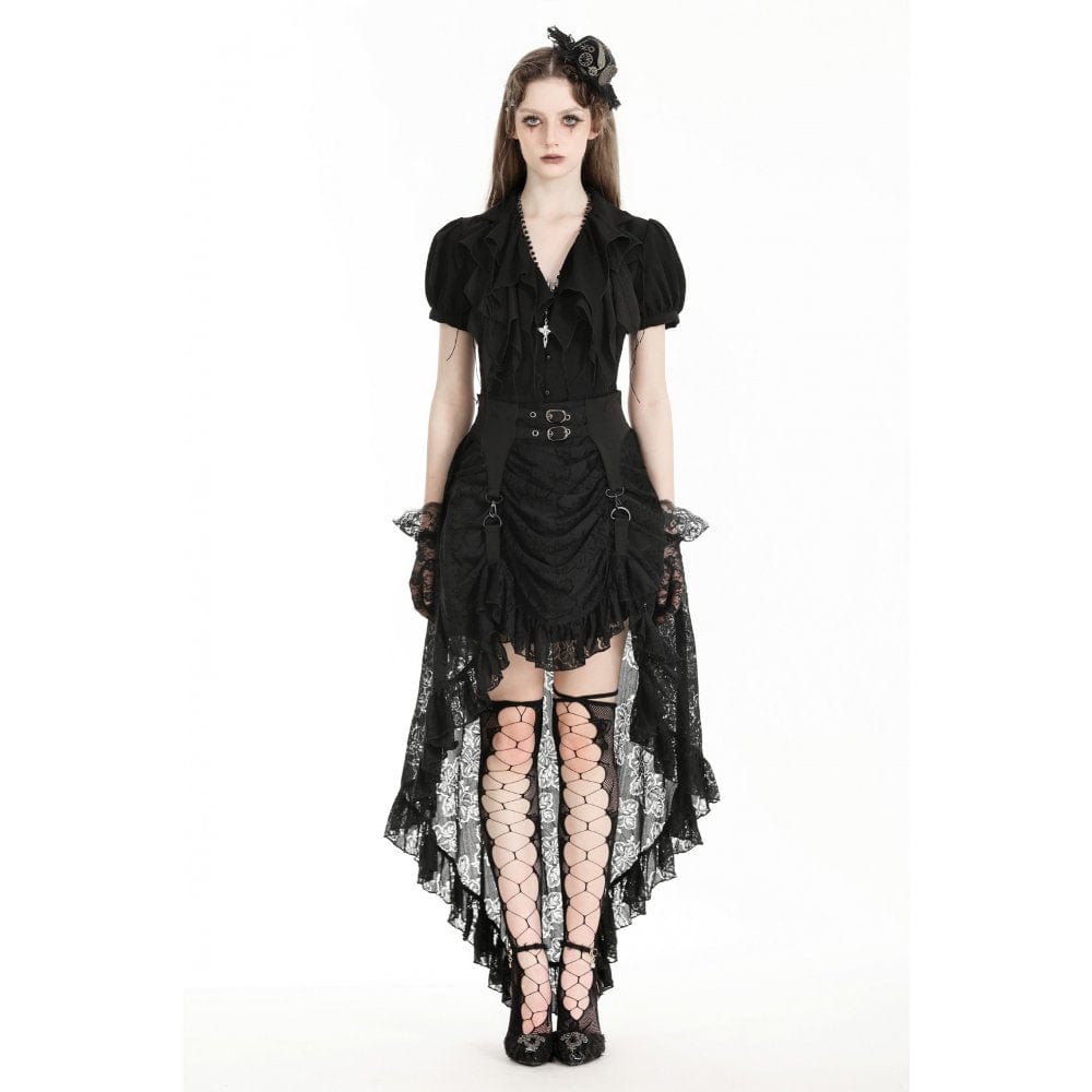 Darkinlove Women's Gothic High/Low Lace Skirt