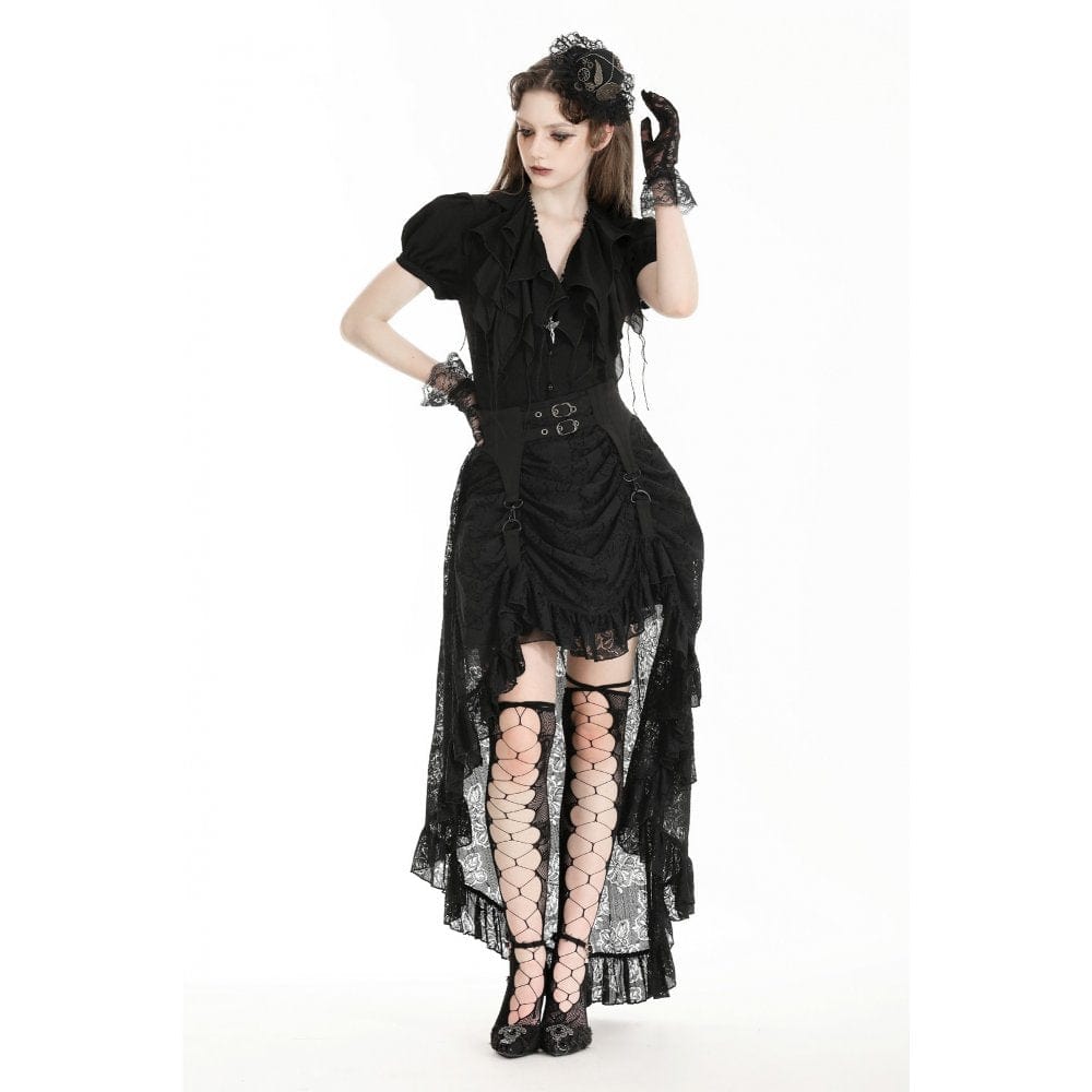 Darkinlove Women's Gothic High/Low Lace Skirt